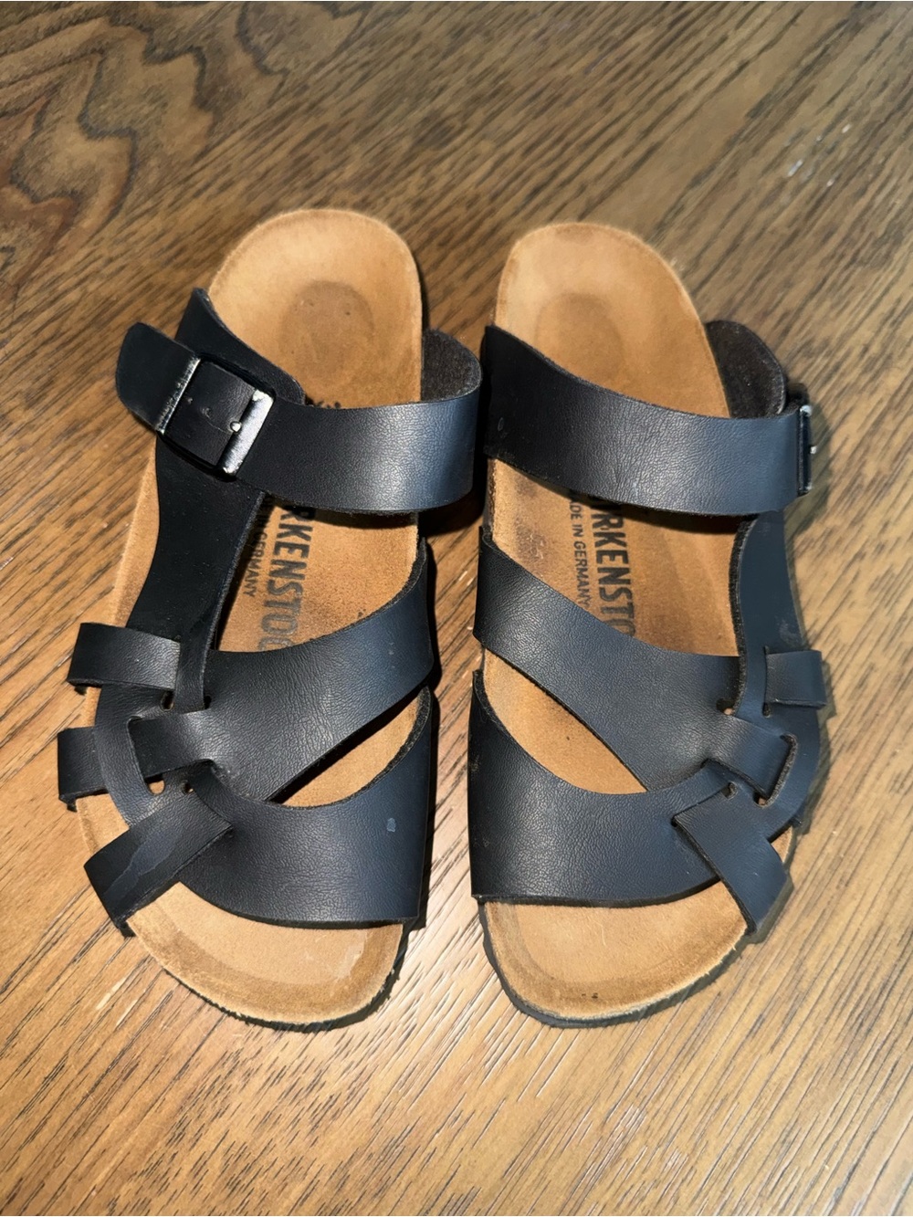 RARE Discontinued Birkenstock Pisa Black Leather Sandals Size 36 Narrow